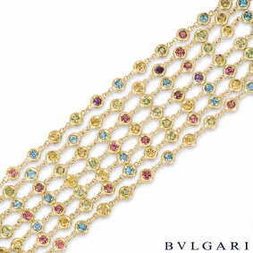 Bvlgari Yellow Gold Multi-Gemstone Seven Strand Bracelet Bvlgari Yellow Gold Multi-Gemstone Seven Strand Bracelet